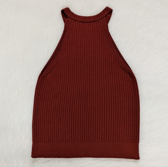 Theory Waxson Prosecco Ribbed Knit Sweater Tank | Burnt Paprika | Medium - Picture 10 of 14